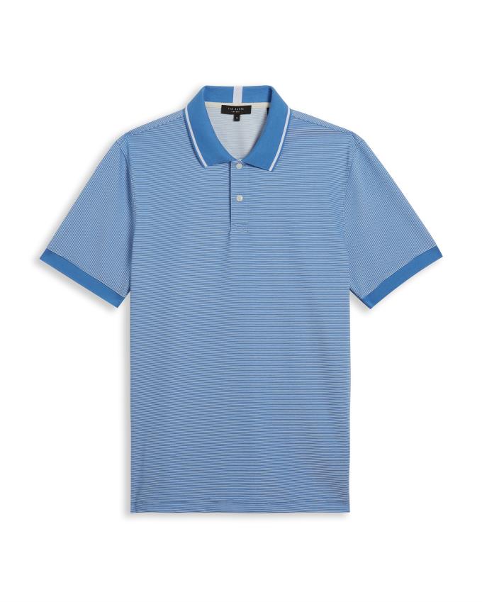 Polo Ted Baker Short Sleeve Striped Bleu Homme | KOD-81267645